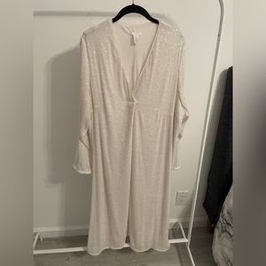 H&M White Sequin Dress Size L